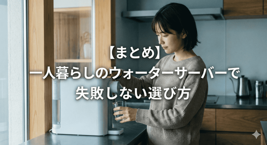 【まとめ】一人暮らしのウォーターサーバーで失敗しない選び方